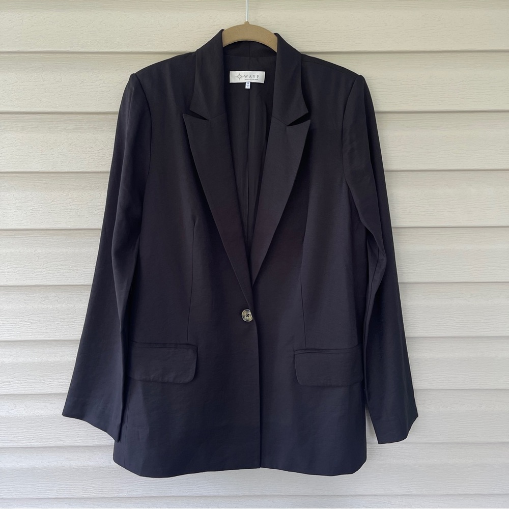 Wayf Black Single Front Tortoise Shell Button Lon… - image 2